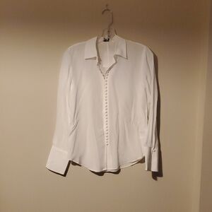 Club Monaco White Notched Collar Fitted Button Down